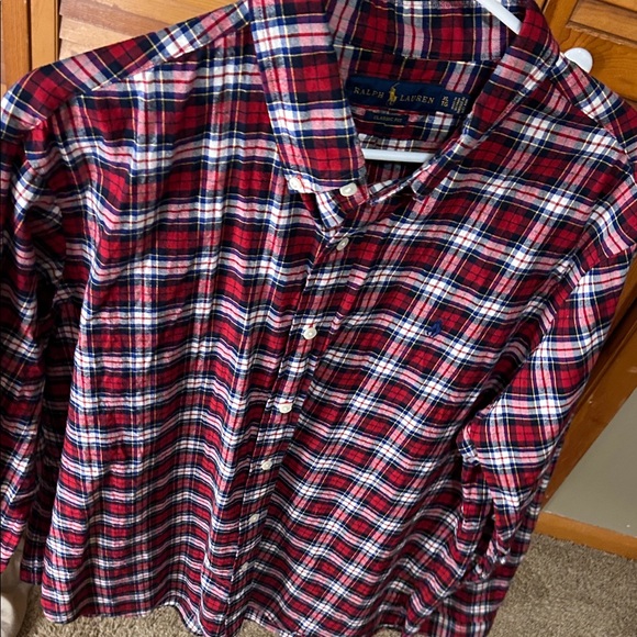 Ralph Lauren Men's Red and Blue Plaid Shirt - Picture 7 of 8